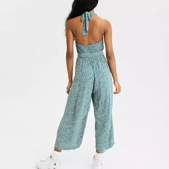 AE Ditsy Print Halter Jumpsuit - Picture 2 of 3
